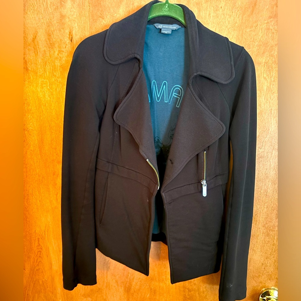 Armani Exchange zip front moto style jacket size XS black